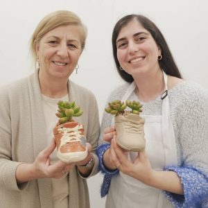 עציץ בטון מעוצב דגם "נעל סניקרס" כולל סוקולנט מהמם