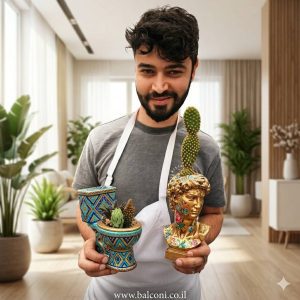אגרטל בטון פיסולי מעוצב דגם "פסל דוד" – קולקציית Premium
